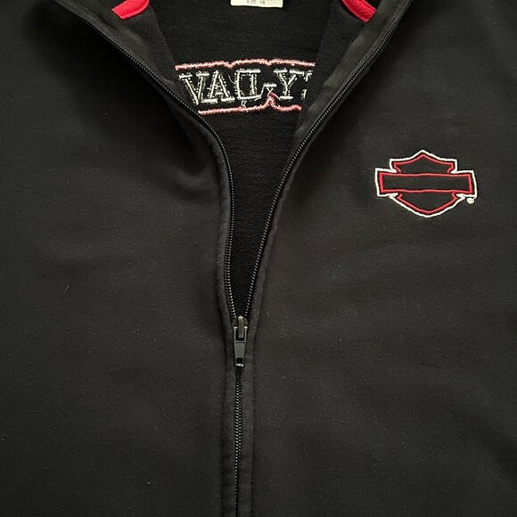 Harley-Davidson VF Imagewear Womens 1X Black Red Flame Sleeve Zip Moto Jacket - Picture 5 of 13